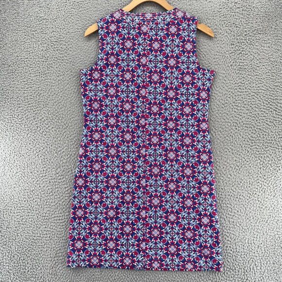 Talbots Dress Womens Petite Blue Red Floral T Shirt Shift Notch Neck Sleeveless - Picture 3 of 8